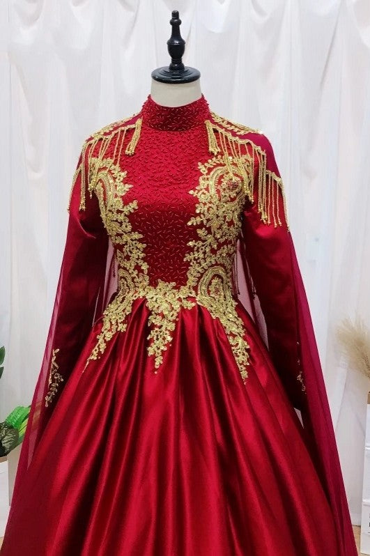 Muslim Wedding Dresses With Gold Lace Embroidery TANYA BRIDAL Muslim Wedding Dresses With Gold Lace Embroidery TANYA BRIDAL