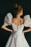 Shiny Glitter Wedding Dresses With Puff Short Sleeve