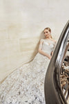 Romantic 3D Flower Lace Wedding Dresses With Detachable Tulle Bolero ZW954