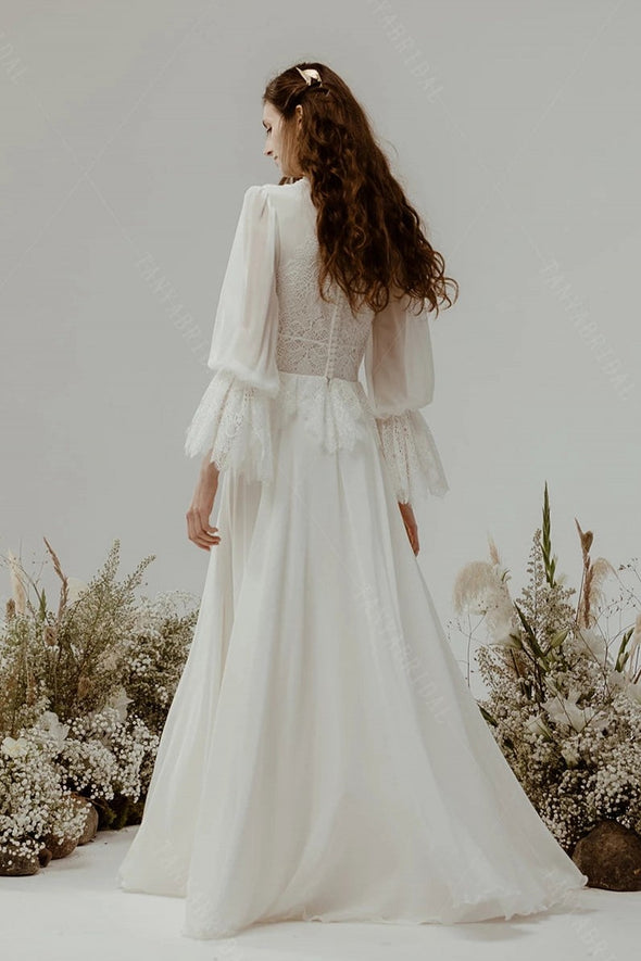 Lantern Sleeve Boho Wedding Dresses Vestido De Noiva Chic DW622