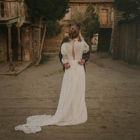 Victorian Style Bohemian Wedding Dresses Long Sleeve