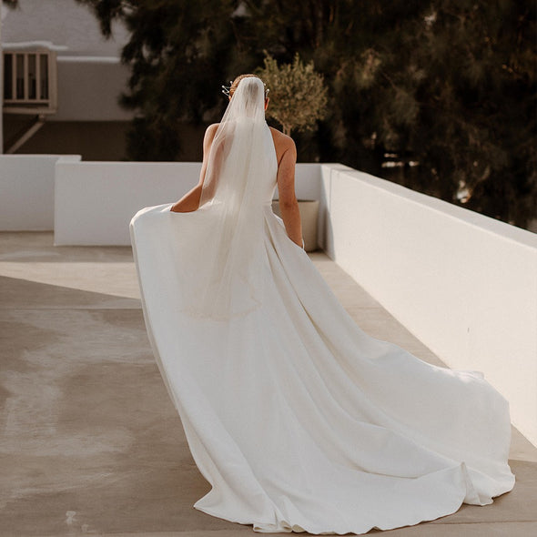 Open Back A Line Bridal Gowns Split Front Boho Noivas ZW379