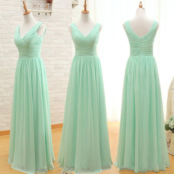 Mint Green Long Chiffon Bridesmaid Dress
