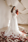 Outstanding Lace Wedding Dresses Puff Long Sleeve ZW090