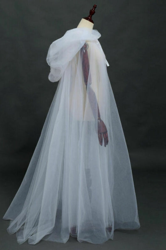 Hooded Tulle Wedding Cape 150cm Length Two Layers ZJ035