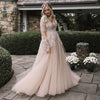 Lace Appliques Tulle Bridal Gowns 2020 Long Sleeve Boho Plus Size Wedding Dresses