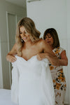 Off The Shoulder Long Puffy Sleeves Mermaid Side Slit Wedding Dress