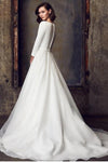 A Line Simple Wedding Dress Long Sleeves With Buttons