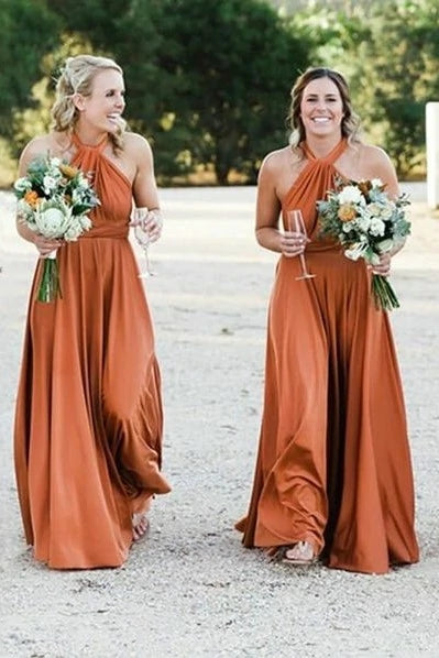 Modest A Line Halter Long Bridesmaid Dress Beach Style TANYA BRIDAL Modest A Line Halter Long Bridesmaid Dress Beach Style TANYA BRIDAL