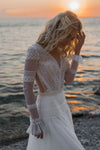 A Line Romantic Tulle Lace Bohemian Wedding Dress SPF075
