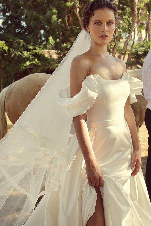 Off The Shoulder Satin Wedding Dresses Vestido De Noivas