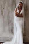 Simple Plain Crepe Mermaid Wedding Dress