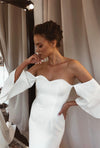 Soft Satin Mermaid Wedding Dresses 2020 Off Shoulder Strapless Open Back Bride Dress Simple