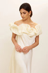 Mermaid Simple Silk Satin Wedding Dresses With Ruffles Cape DW730