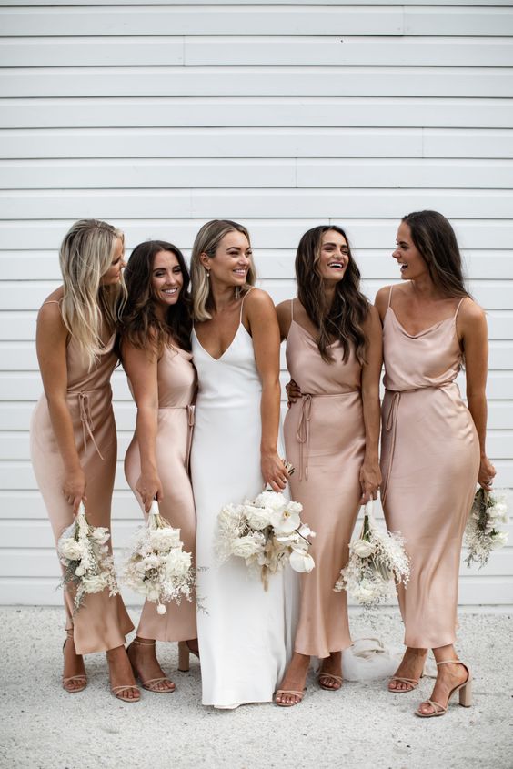 Simple Silk Satin Ankle Length Bridesmaid Dresses Simple Silk Satin Ankle Length Bridesmaid Dresses