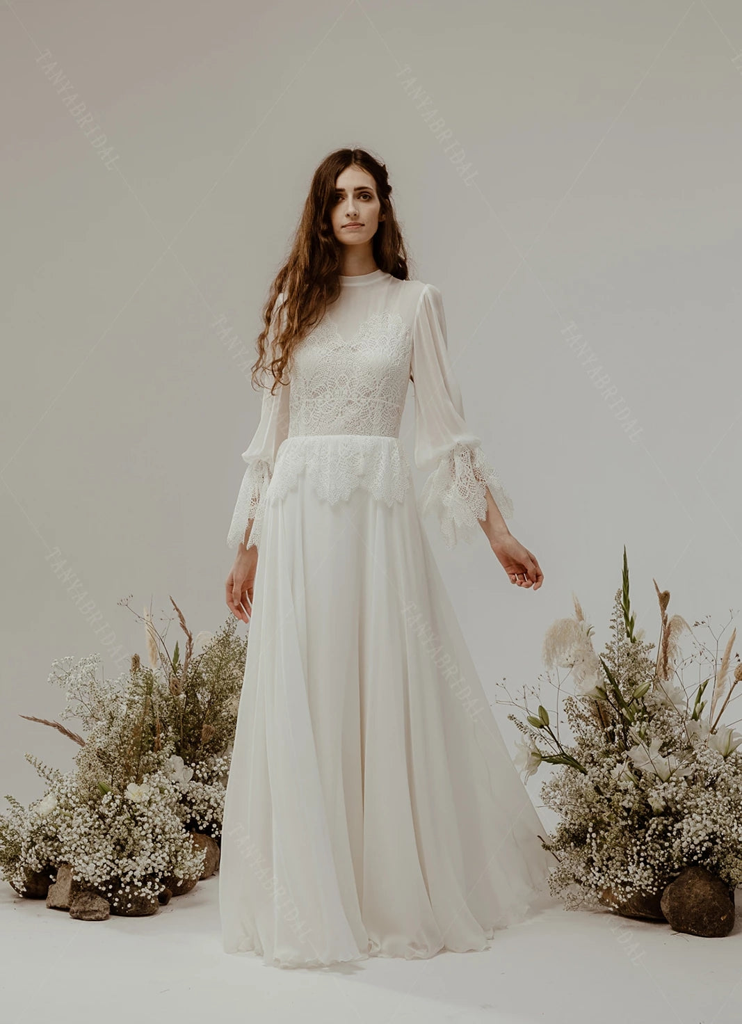 Lantern Sleeve Boho Wedding Dresses Vestido De Noiva Chic DW622 – TANYA BRIDAL