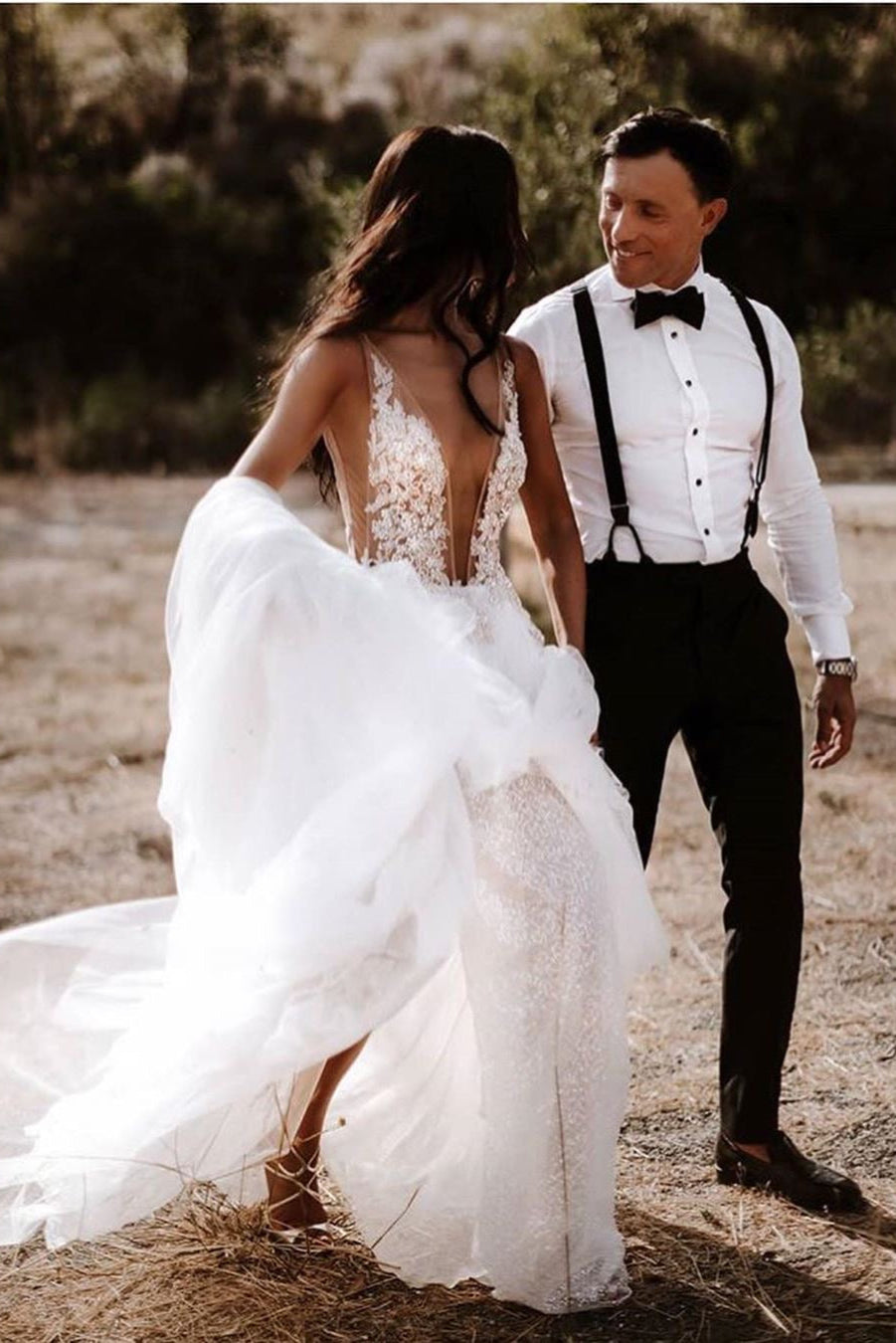 Sexy Deep V Lace Appliques Wedding Dresses Backless TANYA BRIDAL Sexy Deep V Lace Appliques Wedding Dresses Backless TANYA BRIDAL