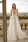 Unique Lace Boho Wedding Dresses Deep V-Neck Backless Bridal Gowns ZW944