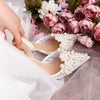 Bohemian Pearls Women Sandals Cusp Thin Heel Wedding Bride Shoes