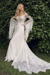 Elegant Flared Sleeves Boho Wedding Dress Vintage Vestido De Noiva
