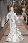 Modest A Line Long Arabic Wedding Dress Muslim