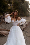 Short Flare Wedding Detachable Sleeves With Lace Edge DG191