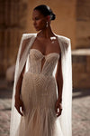 Pearls Emboridery Tulle Wedding Cape Long Shawl Luxury Bridal Bolero ZJ055