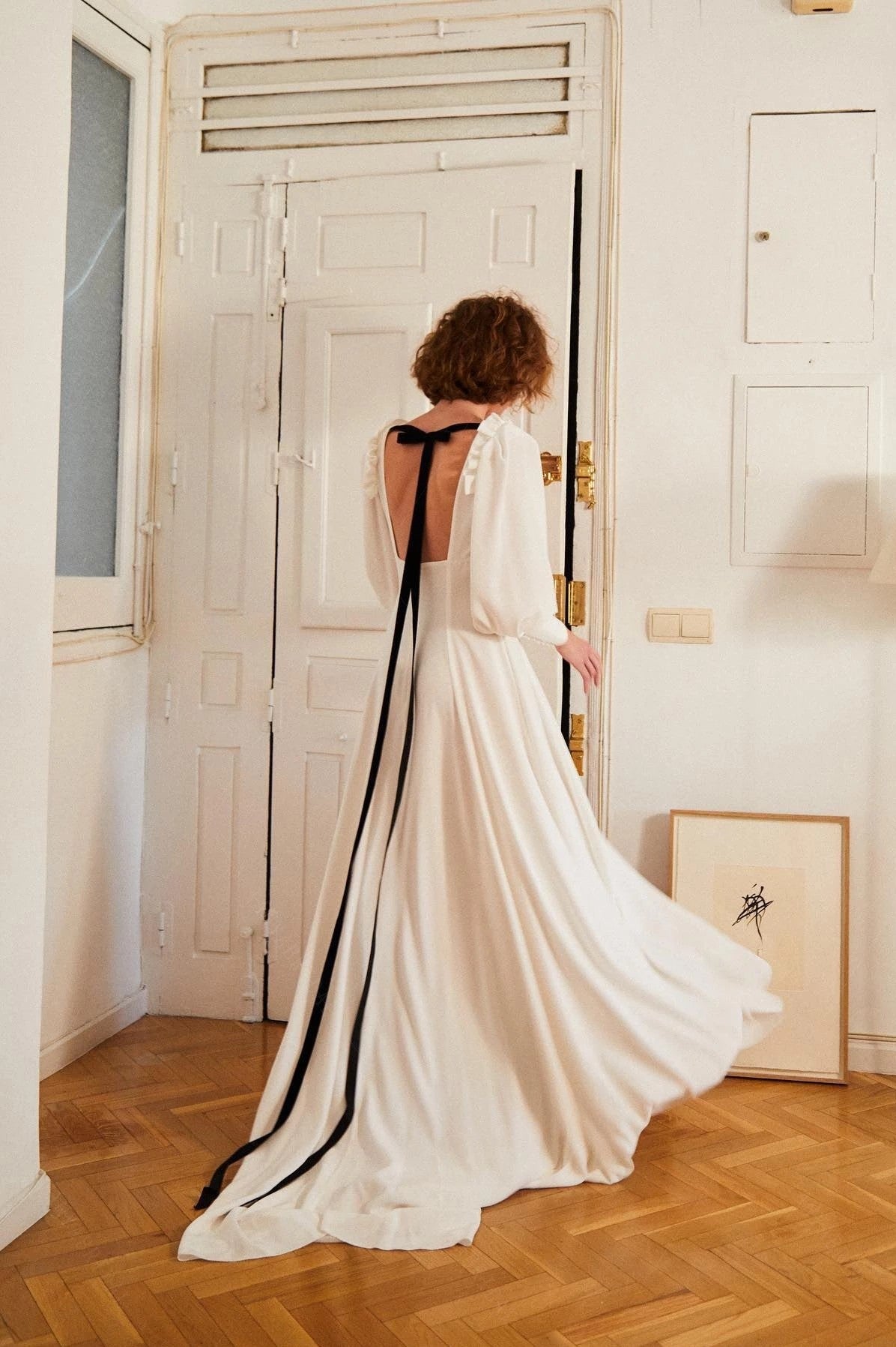 Boho Wedding Dresses Long Sleeve Backless With Black Ribbon Chic DW663 TANYA BRIDAL Boho Wedding Dresses Long Sleeve Backless With Black Ribbon Chic DW663 TANYA BRIDAL