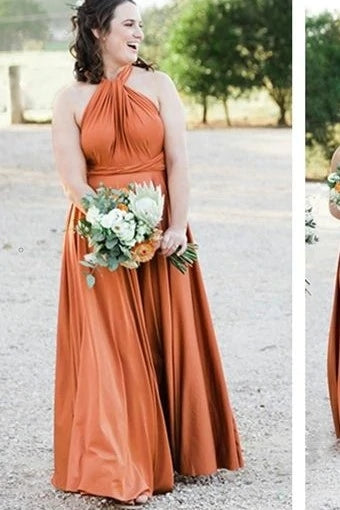 Modest A Line Halter Long Bridesmaid Dress Beach Style – TANYA BRIDAL
