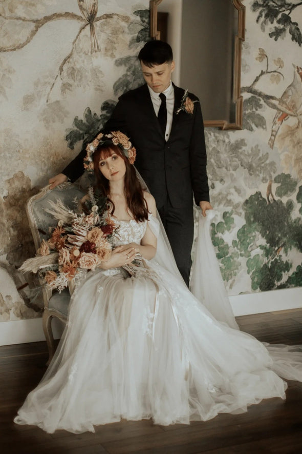 Off The Shoulder Lace A Line Wedding Dresses ZW668