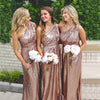 Gold Sequins Long Bridesmaid Dresses A Line One Shoulder Wedding Party Dress vestido de fiesta de boda DQG1180
