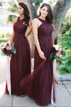 Burgundy Beach A Line Bridesmaid Dresses Backless