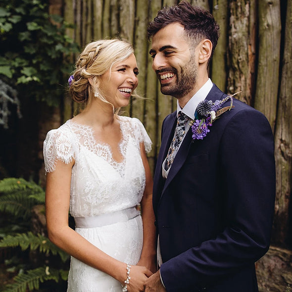 Sheer Lace V-Neck Beach Wedding Dress