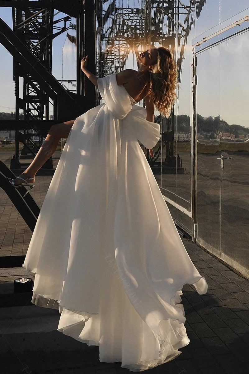 Organza Satin Simple Wedding Dresses A Line boho Bridal Gowns With Big TANYA BRIDAL Organza Satin Simple Wedding Dresses A Line boho Bridal Gowns With Big TANYA BRIDAL