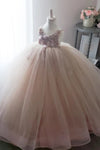 Puffy Flower Girl Dresses Lace Beading Communion Dress