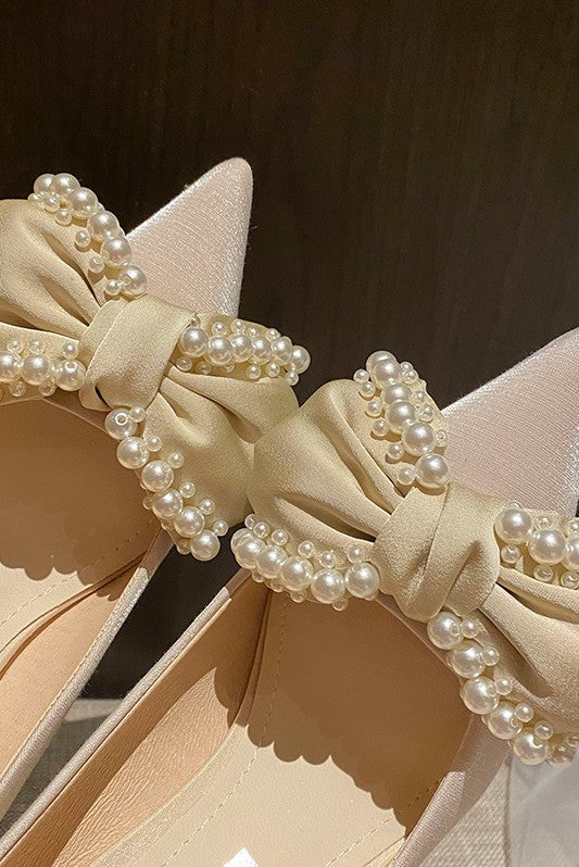 Wedding Shoes Bride High Heel Pearl Shoes