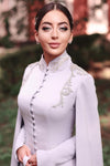 Long Sleeve High Collar Light Lavender Muslim Wedding Dresses Noivas ZW803