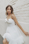 Flirty Rushed Tulle Bodice Wedding Dresses With Hand Beaded Bow ZW791