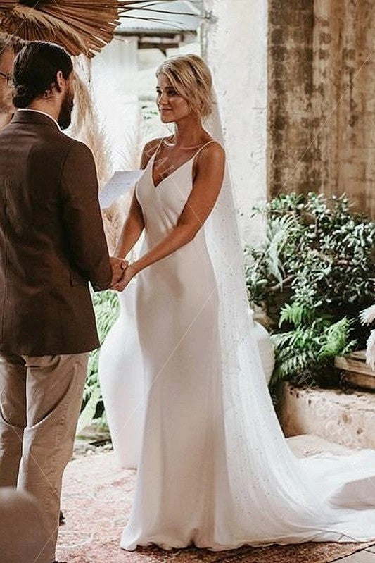 Romantic Simple Mermaid Backless Wedding Dresses TANYA BRIDAL Romantic Simple Mermaid Backless Wedding Dresses TANYA BRIDAL