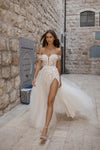 Light A Line Wedding Dresses Pluning V-Neck Boho Beach Bridal Gowns  ZW956