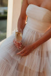 A Line Strapless A Line Tulle Tiered Fashion Wedding Bridal Gown