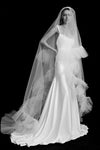 Romantic Long Ruffles Wedding Veil Cover Face Two Layers