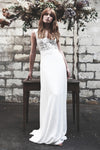 Boho V-Neck Backless Beach Casual Wedding Dresses Bohemian Elegant Lace Straps Open Back Romantic Bridal Gowns