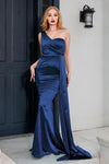 One Shoulder Long Mermaid Simple Modest Evening Dress