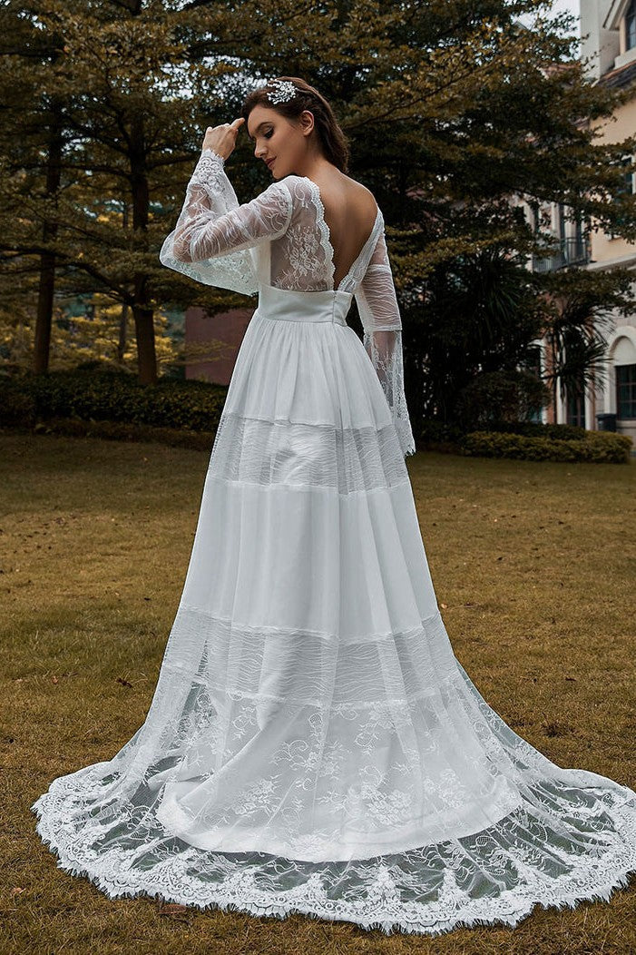 Floral Lace Bohemian Wedding Bridal Dress For Pregnant Women – TANYA BRIDAL Floral Lace Bohemian Wedding Bridal Dress For Pregnant Women – TANYA BRIDAL