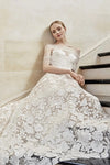 Romantic 3D Flower Lace Wedding Dresses With Detachable Tulle Bolero ZW954