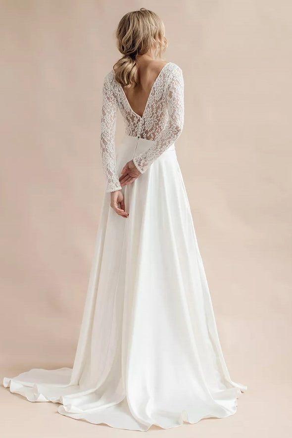 Wedding Dresses Bohemian V-Back Boho Bridal Gowns With 3D Flowers DW728