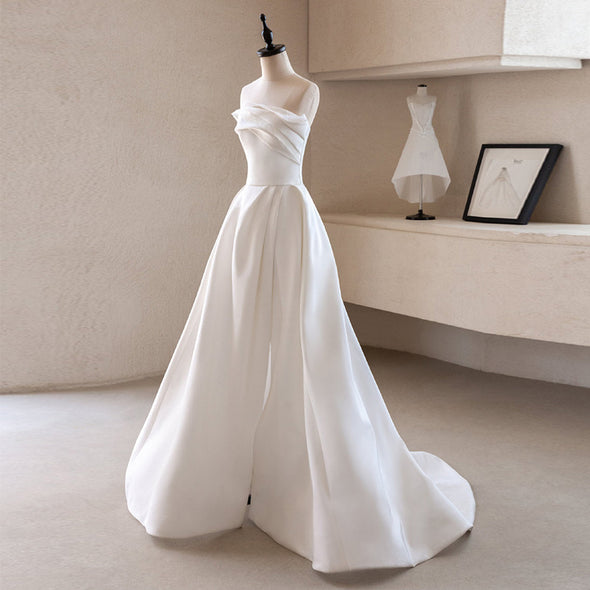 Simple Satin Wedding Dress Spring Style