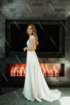 Cape Sleeve Classical Wedding Dresses See Through Backless DW415