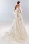 Floral Lace A Line Boho Wedding Dresses Long Sleeve Romantic Chic ZW743